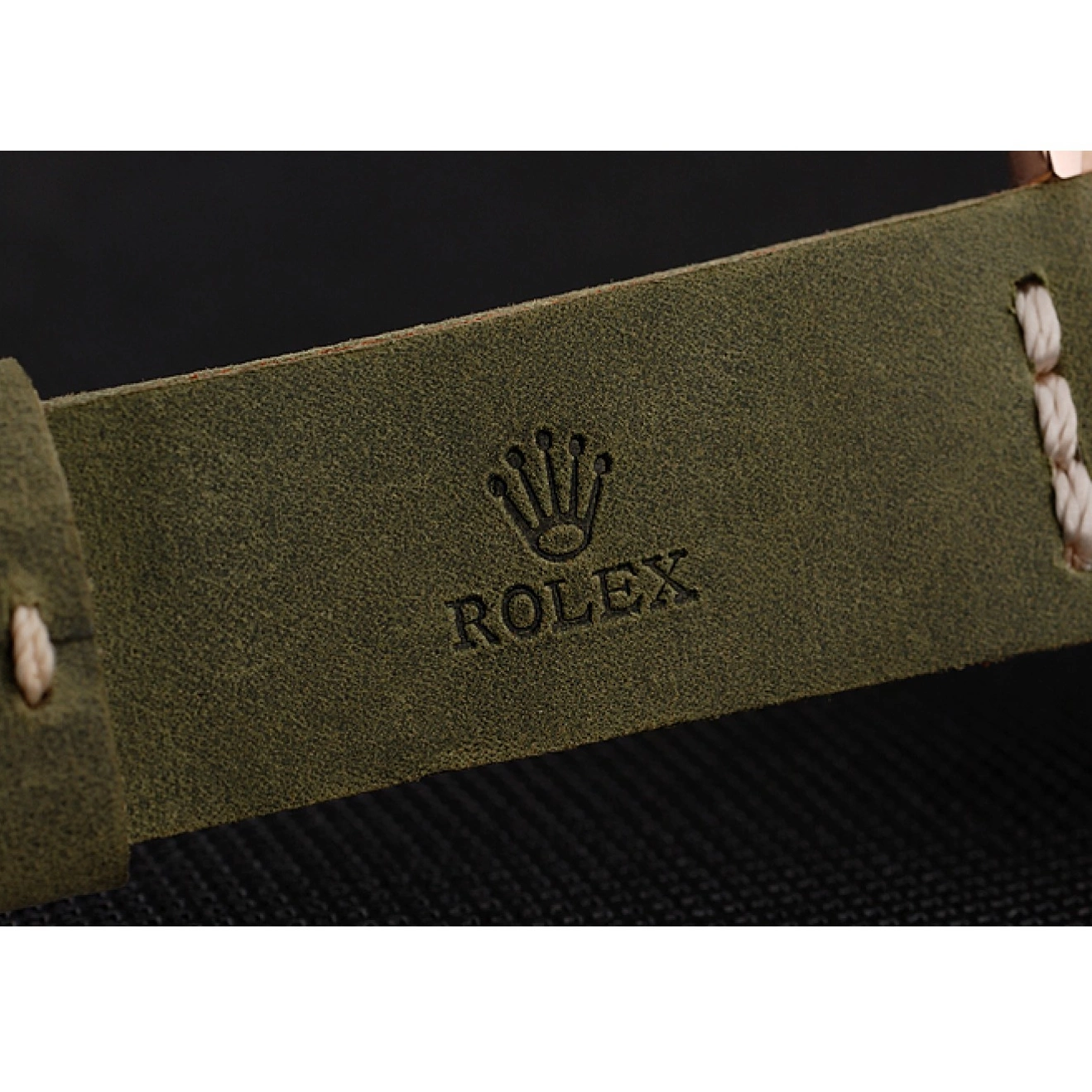 Aaa replica watch Leather Green Master Bezel Rolex Green Bracelet 1453862 Case Yacht Black Gold Rose Dial 0615